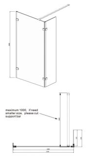 Душевая перегородка Ambassador Walk-in 15031107 110см хром/прозрачное